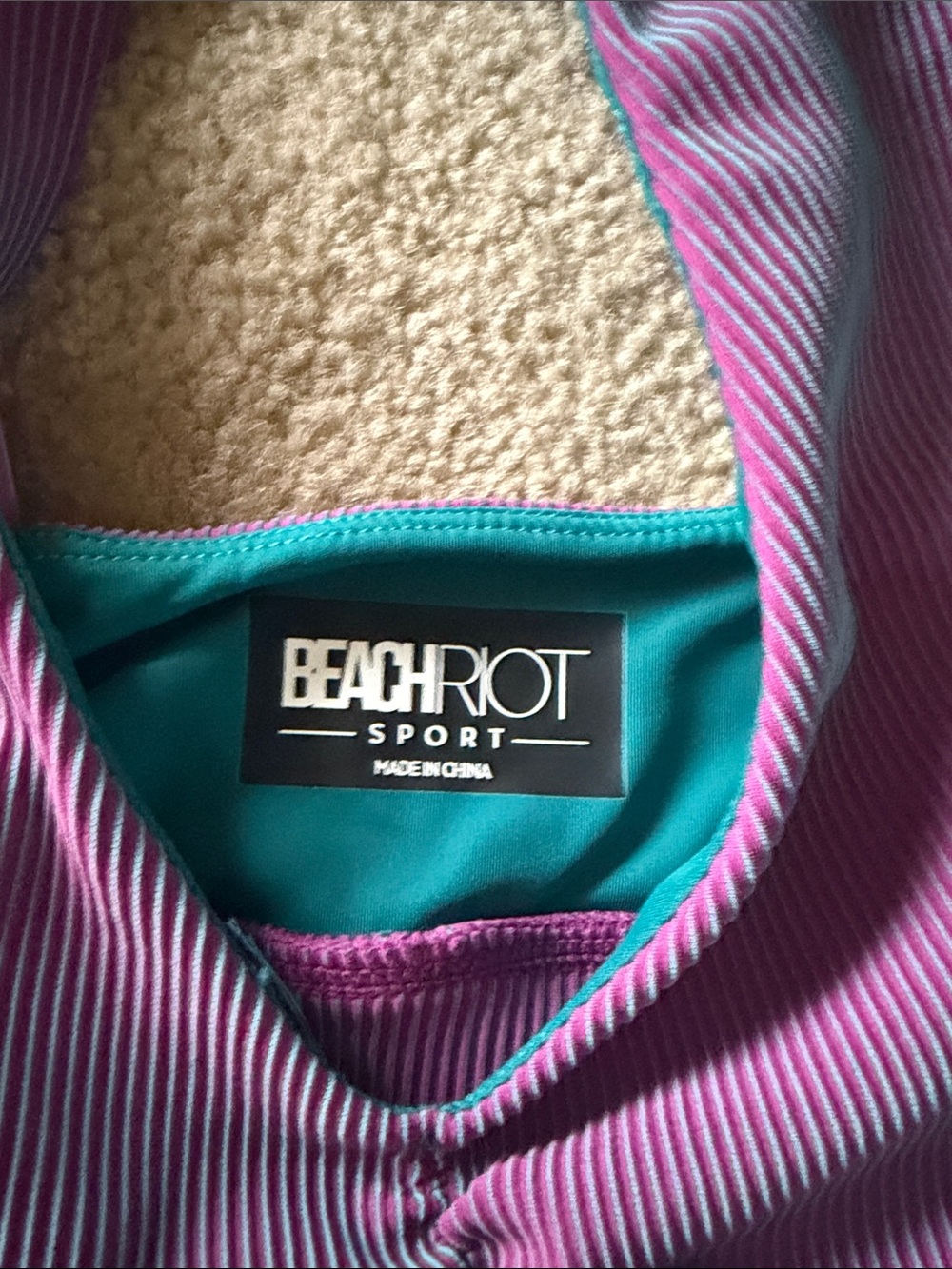 Beach Riot Ribbed Ruched Halter Sports Bra in Purple - Picture 2 of 3